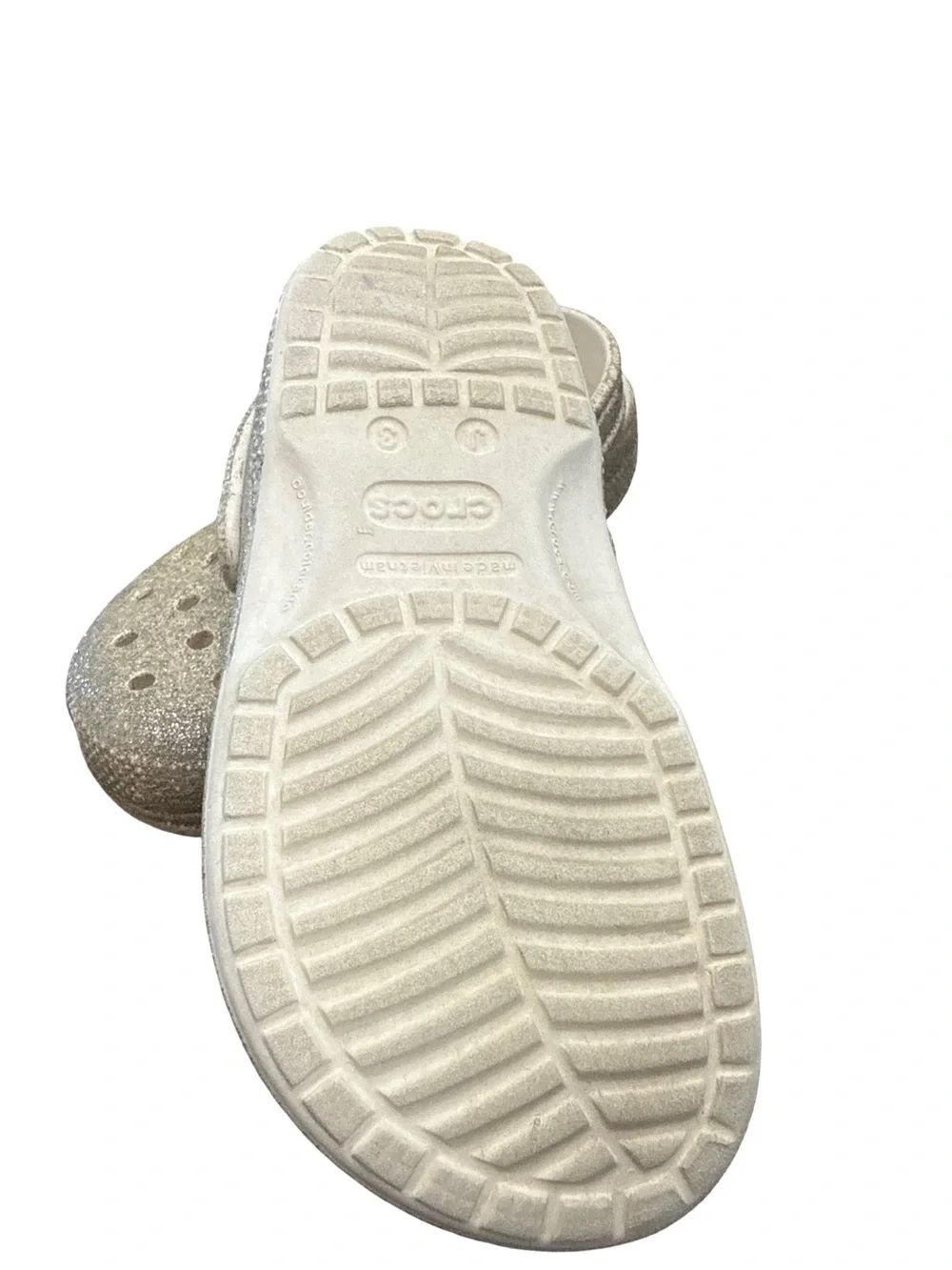 CROCS Kids Glitter Clog in Sparkling Beige